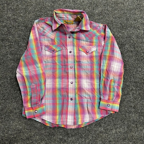 Wrangler Tops - Wrangler Western Shirt Womens Size S Multi Color Plaid Pearl Snap Long Sleeve